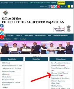 CEO Rajasthan Voter list 