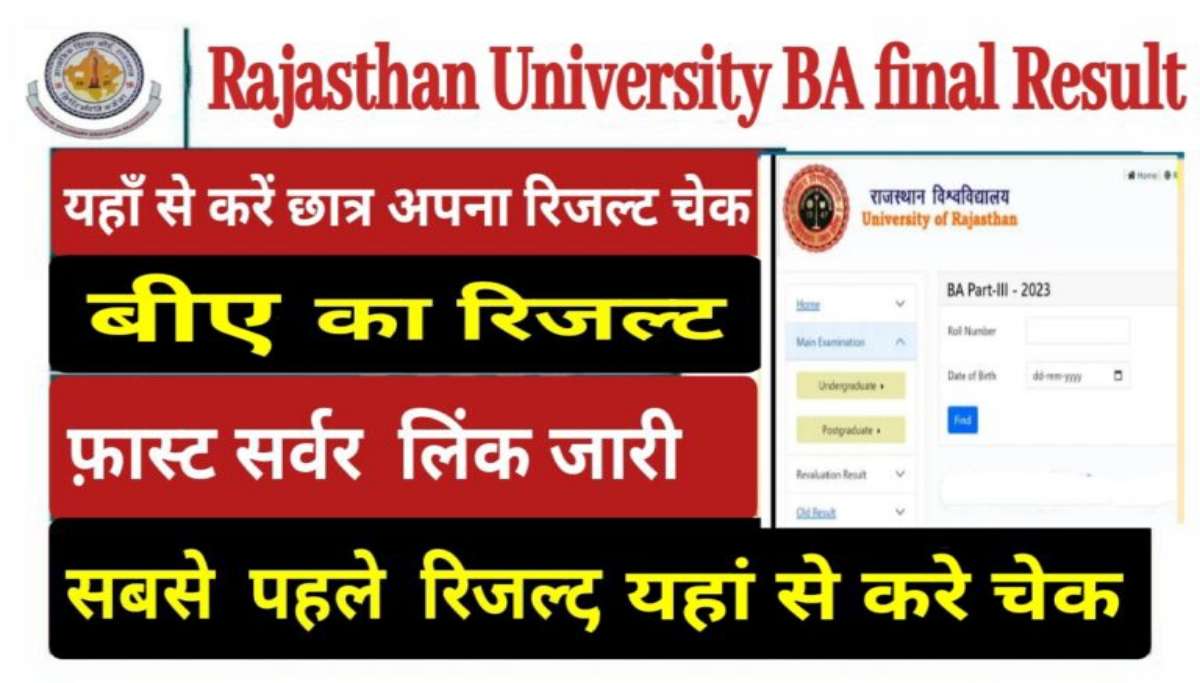 Rajasthan University BA final Result 2024 राजस्थान यूनिवर्सिटी बीए